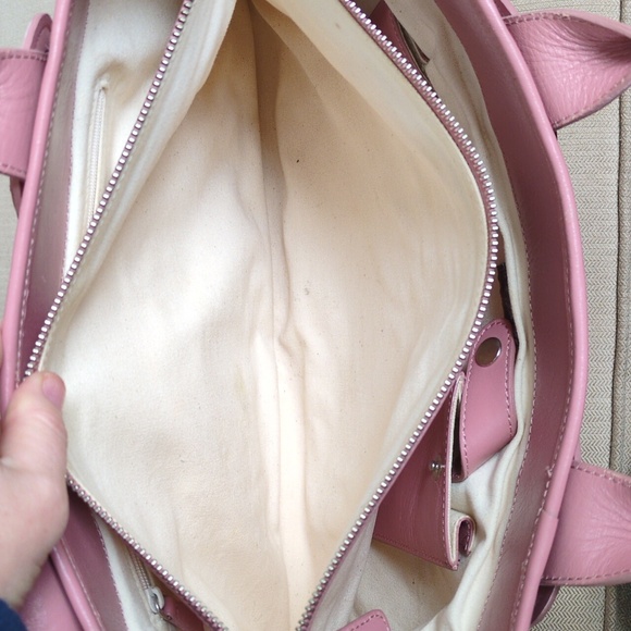 Anthropologie Nest Pink Leather Tote Bag - Picture 9 of 13